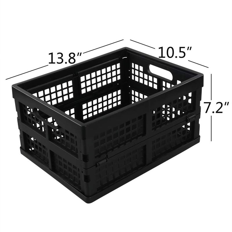 Lesbin 3-Pack 15 L Plastic Folding Storage Baskets, Collapsible Storage Crates, Black - Image 3